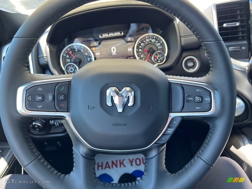 2023 Ram 1500 Laramie Crew Cab 4x4 Black Steering Wheel Photo #146256222