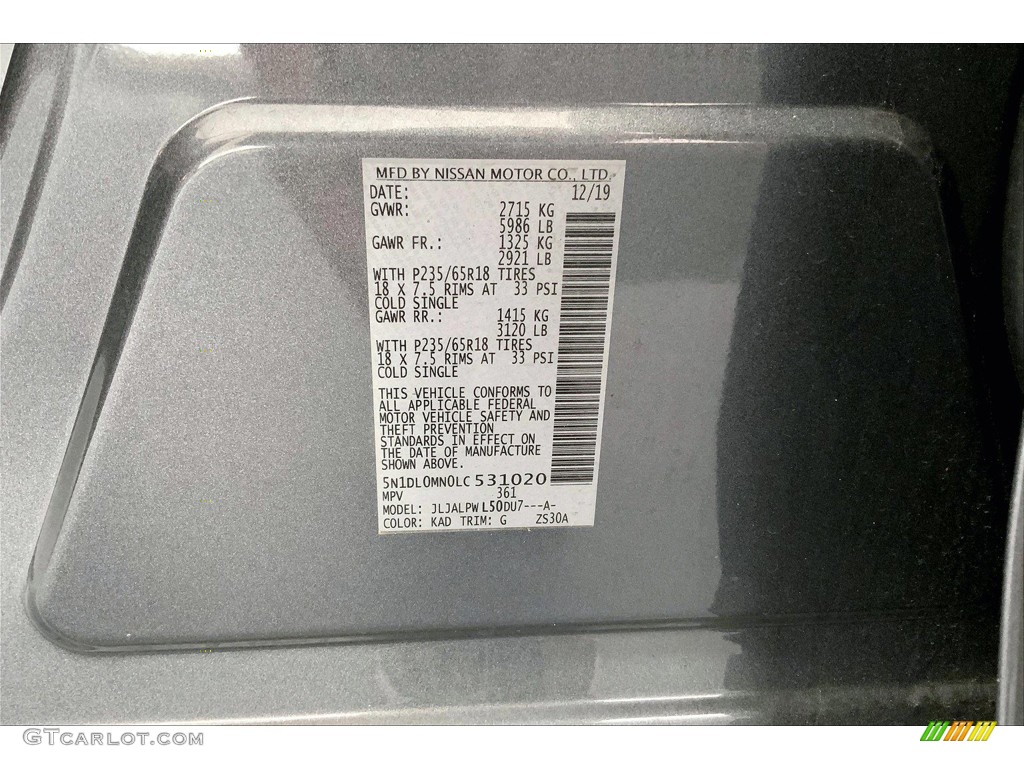 2020 Infiniti QX60 Pure Color Code Photos