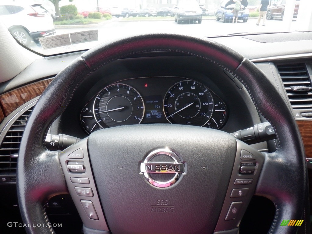 2019 Nissan Armada Platinum 4x4 Charcoal Steering Wheel Photo #146264603