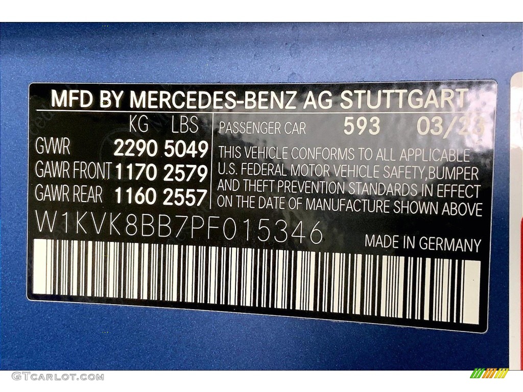 2023 SL Color Code 593 for Starling Blue Magno (Matte) Photo #146267975