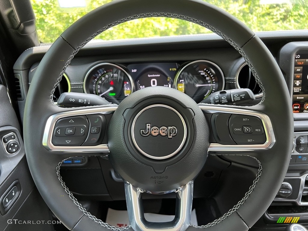 2023 Jeep Wrangler Unlimited Sahara 4XE Hybrid Black Steering Wheel Photo #146271851