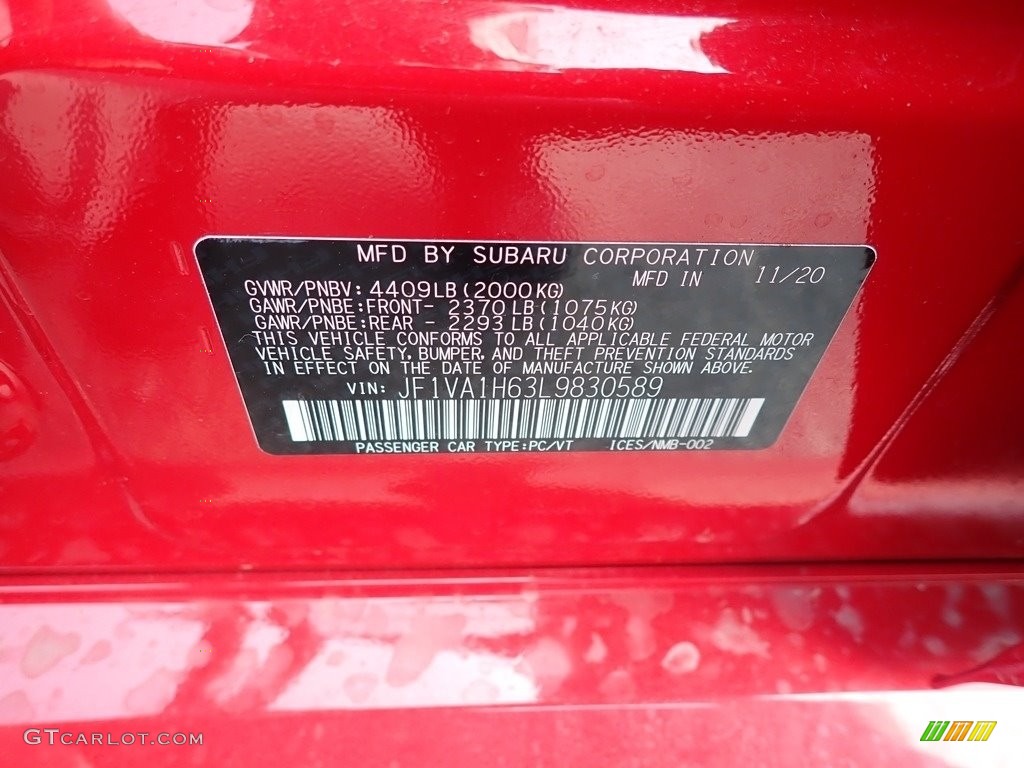 2020 WRX Limited - Pure Red / Carbon Black photo #15