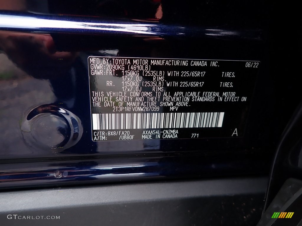 2022 RAV4 Color Code 8X8 for Blueprint Photo #146275433