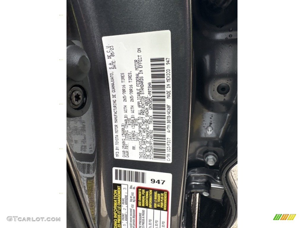 2023 Tacoma Color Code 1G3 for Magnetic Gray Metallic Photo #146275547