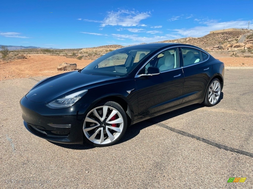 Solid Black 2019 Tesla Model 3 Performance Exterior Photo #146276977
