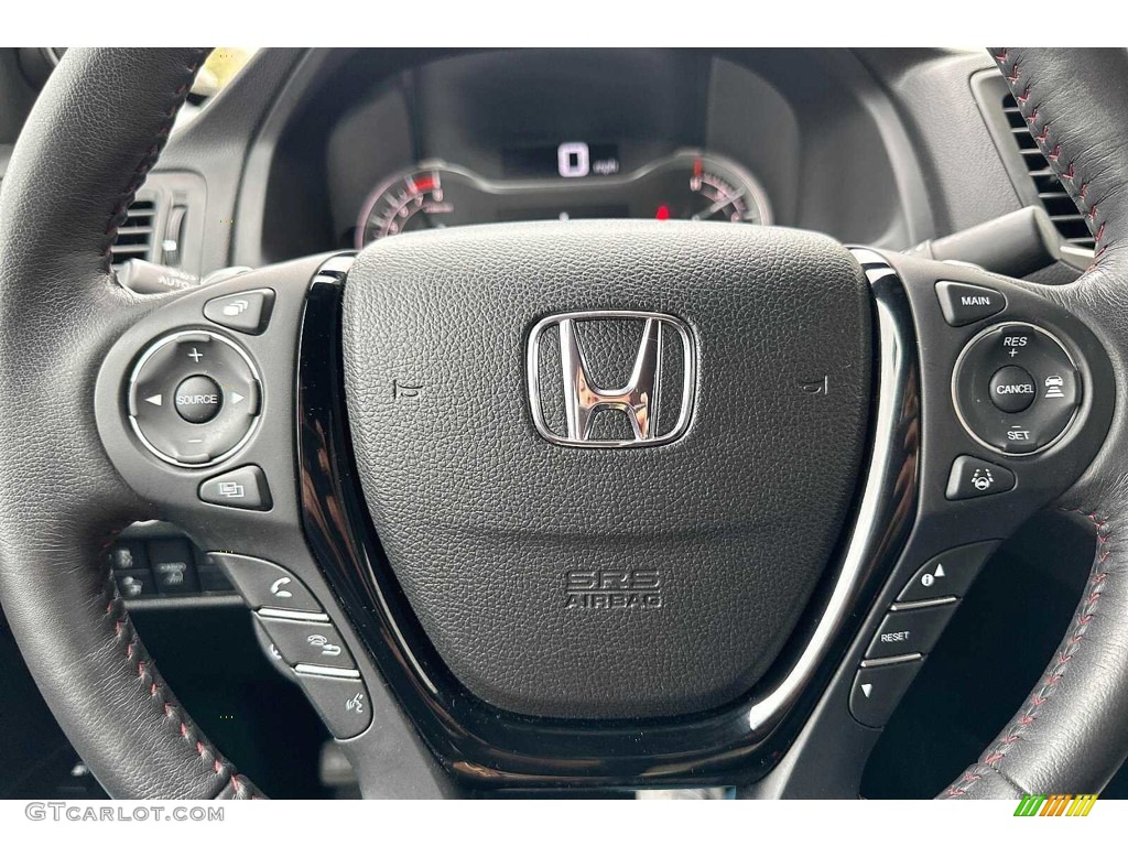 2020 Honda Ridgeline Black Edition AWD Black Steering Wheel Photo #146278804
