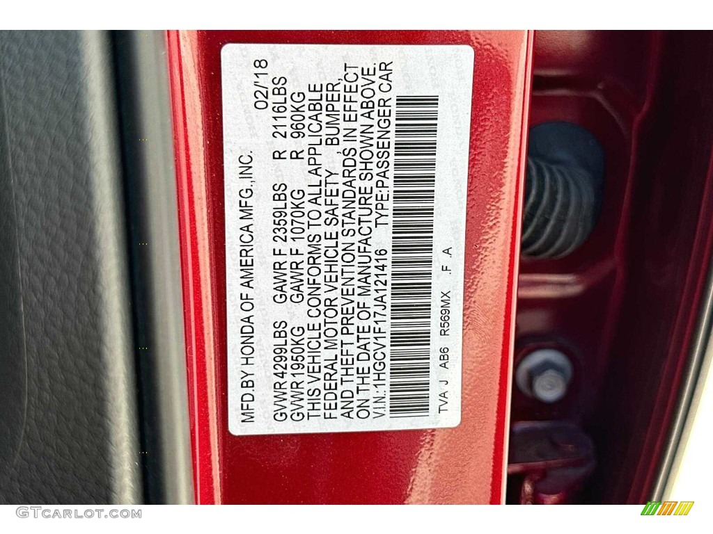 2018 Accord LX Sedan - Radiant Red Metallic / Gray photo #32