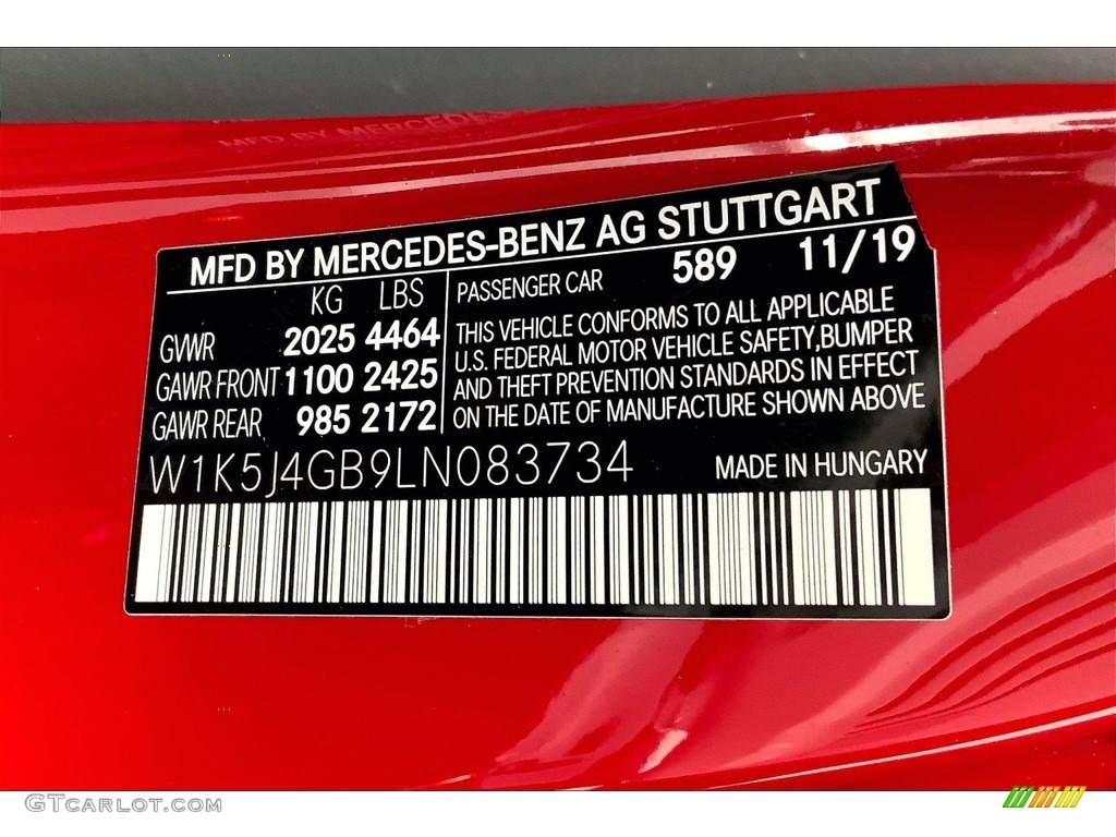 2020 CLA Color Code 589 for Jupiter Red Photo #146282371