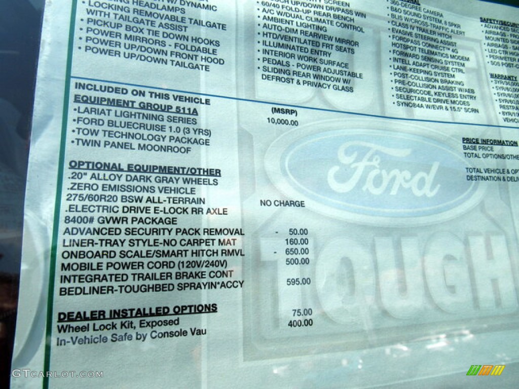 2023 Ford F150 Lightning Lariat 4x4 Window Sticker Photo #146283052