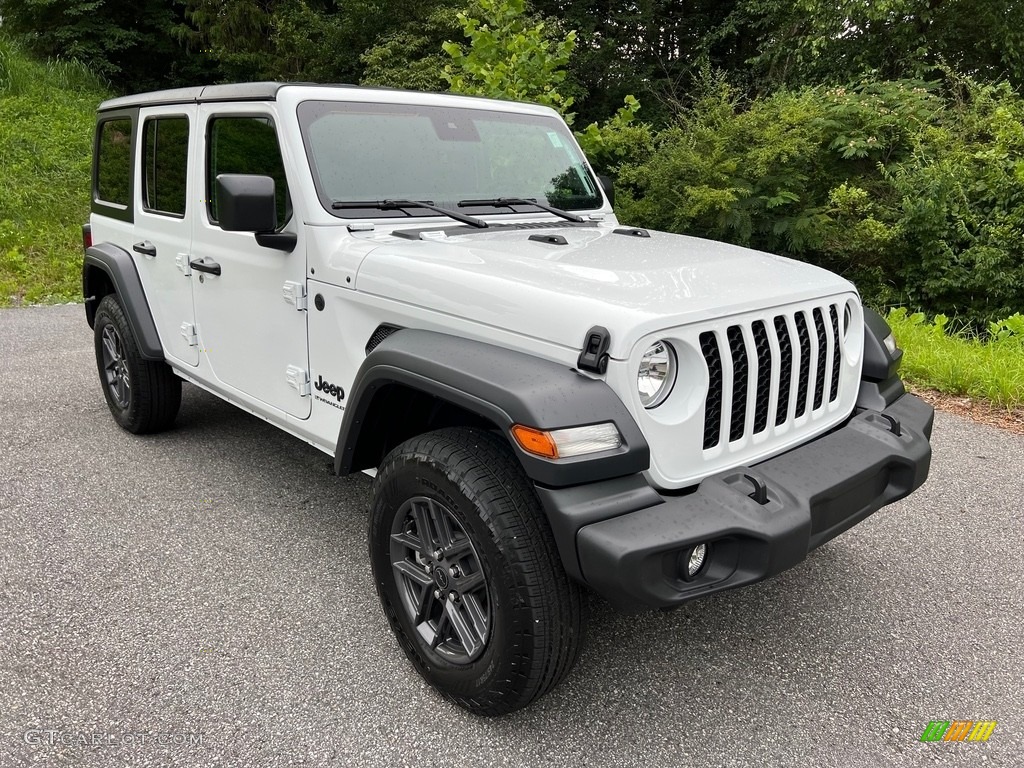 Bright White 2024 Jeep Wrangler 4-Door Sport S 4x4 Exterior Photo #146283136