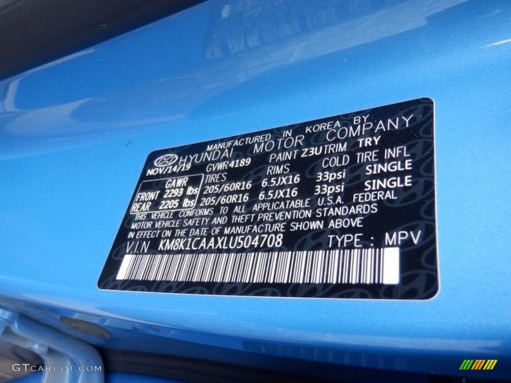 2020 Kona Color Code Z3U for Surf Blue Photo #146291363