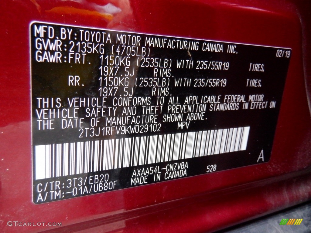 2019 RAV4 Adventure AWD - Ruby Flare Pearl / Black photo #36