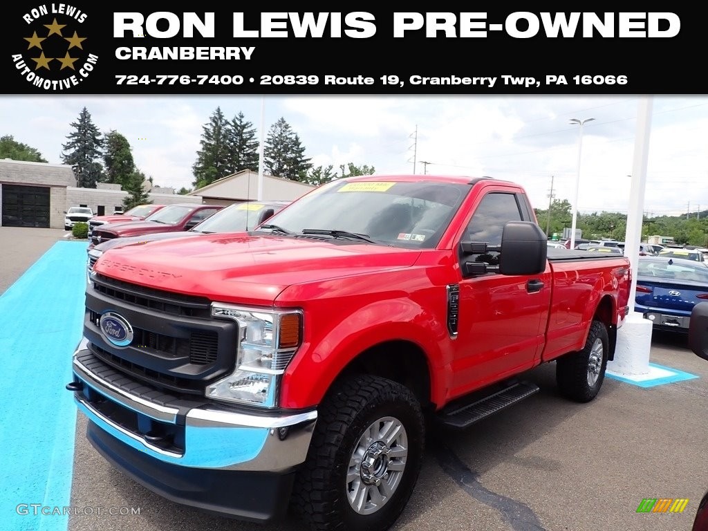 2021 F250 Super Duty XL Regular Cab 4x4 - Race Red / Medium Earth Gray photo #1