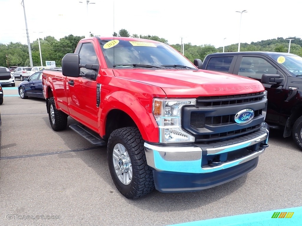 2021 F250 Super Duty XL Regular Cab 4x4 - Race Red / Medium Earth Gray photo #3