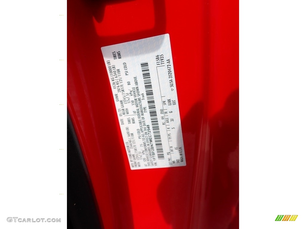2021 F250 Super Duty XL Regular Cab 4x4 - Race Red / Medium Earth Gray photo #25