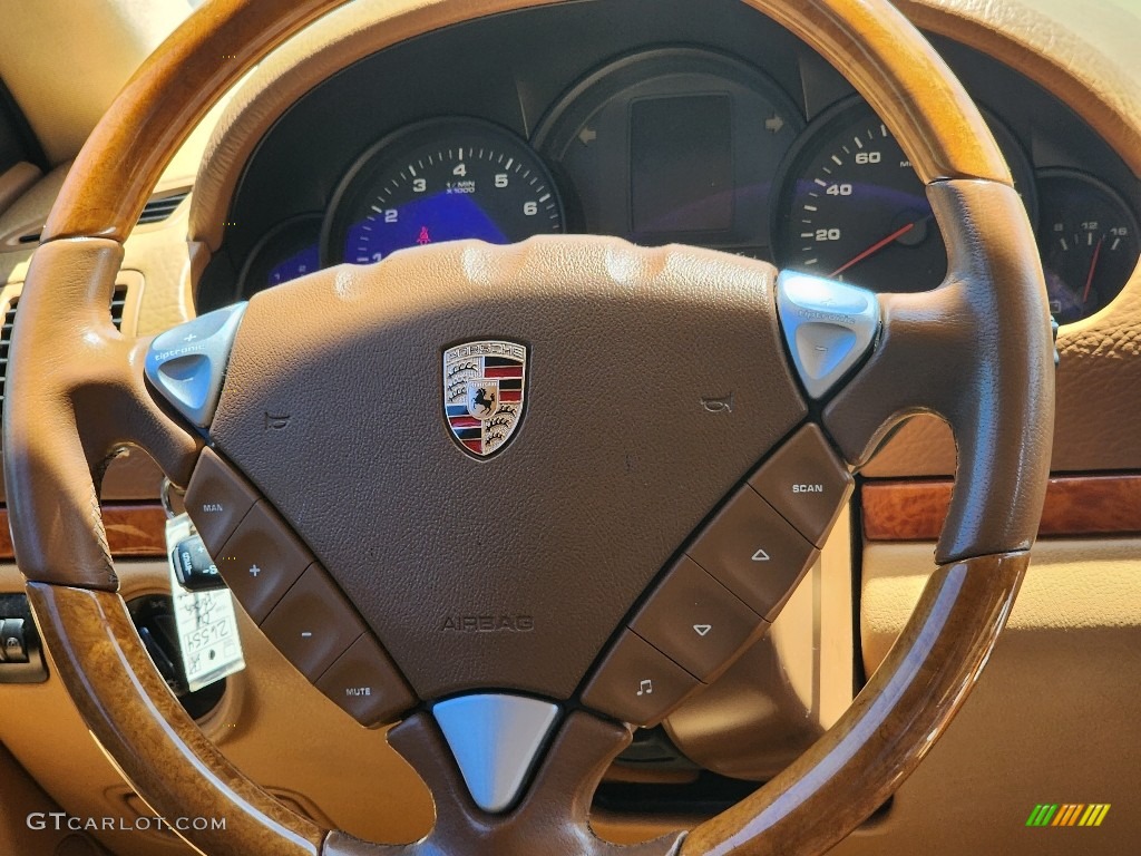 2006 Porsche Cayenne Standard Cayenne Model Havanna/Sand Beige Steering Wheel Photo #146294765