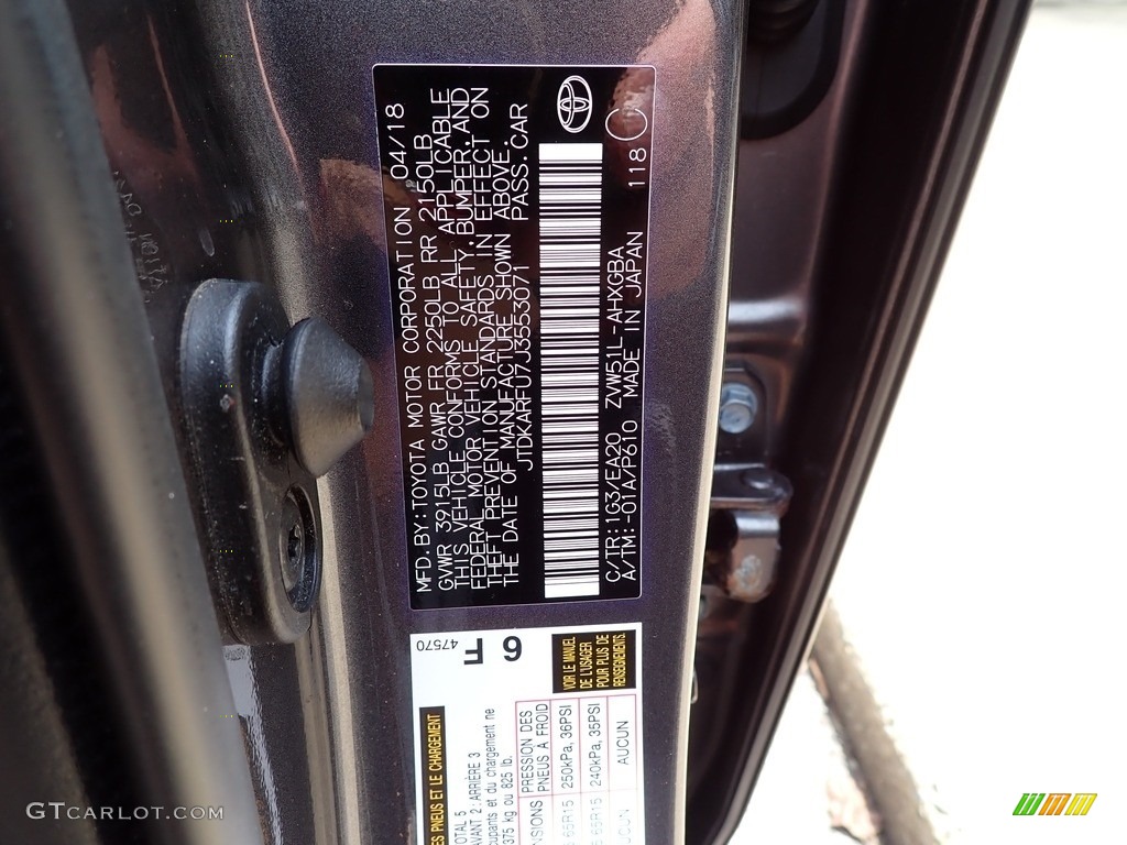 2018 Toyota Prius Four Color Code Photos