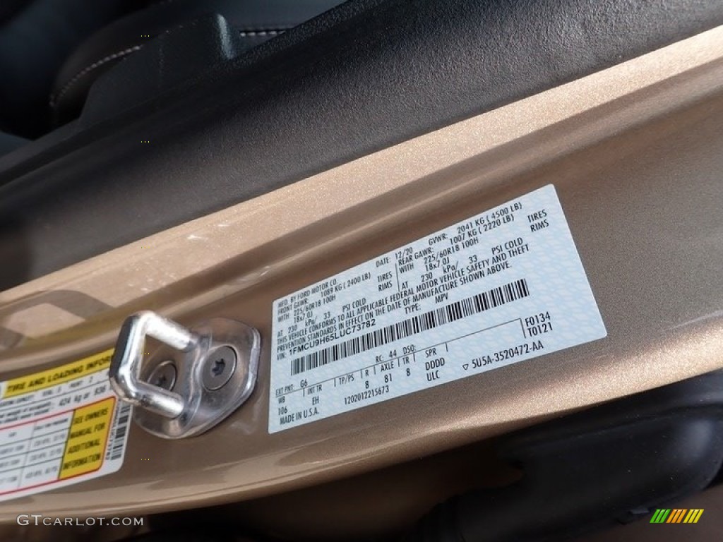 2020 Ford Escape SEL 4WD Color Code Photos