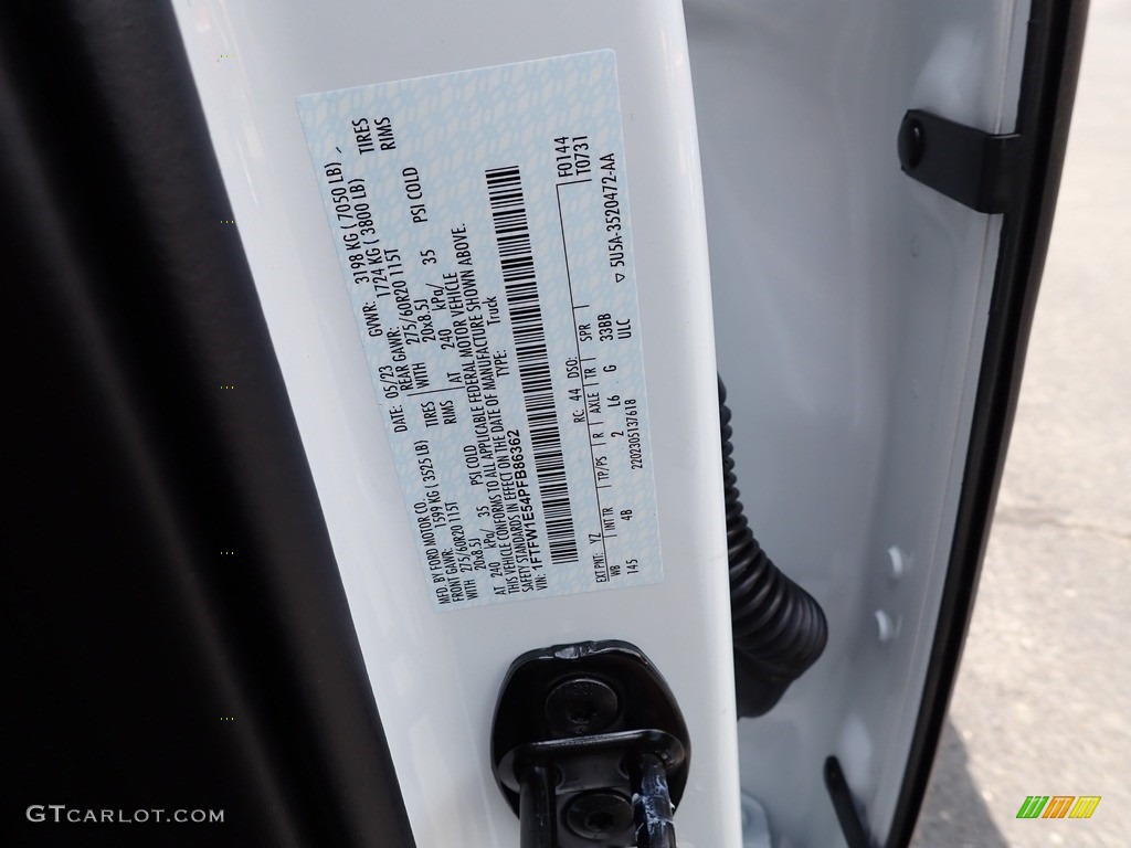 2023 F150 Color Code YZ for Oxford White Photo #146298272