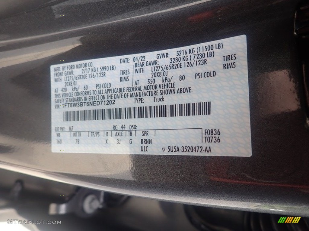 2022 Ford F350 Super Duty Platinum Crew Cab 4x4 Color Code Photos