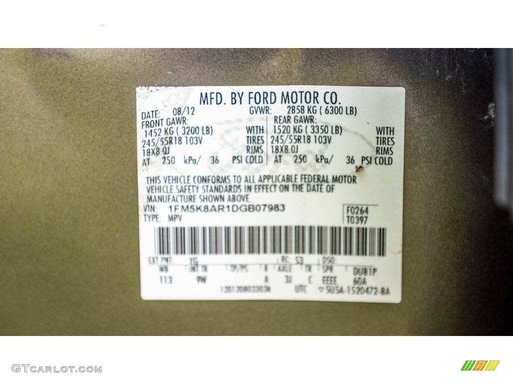 2013 Ford Explorer Police Interceptor AWD Color Code Photos