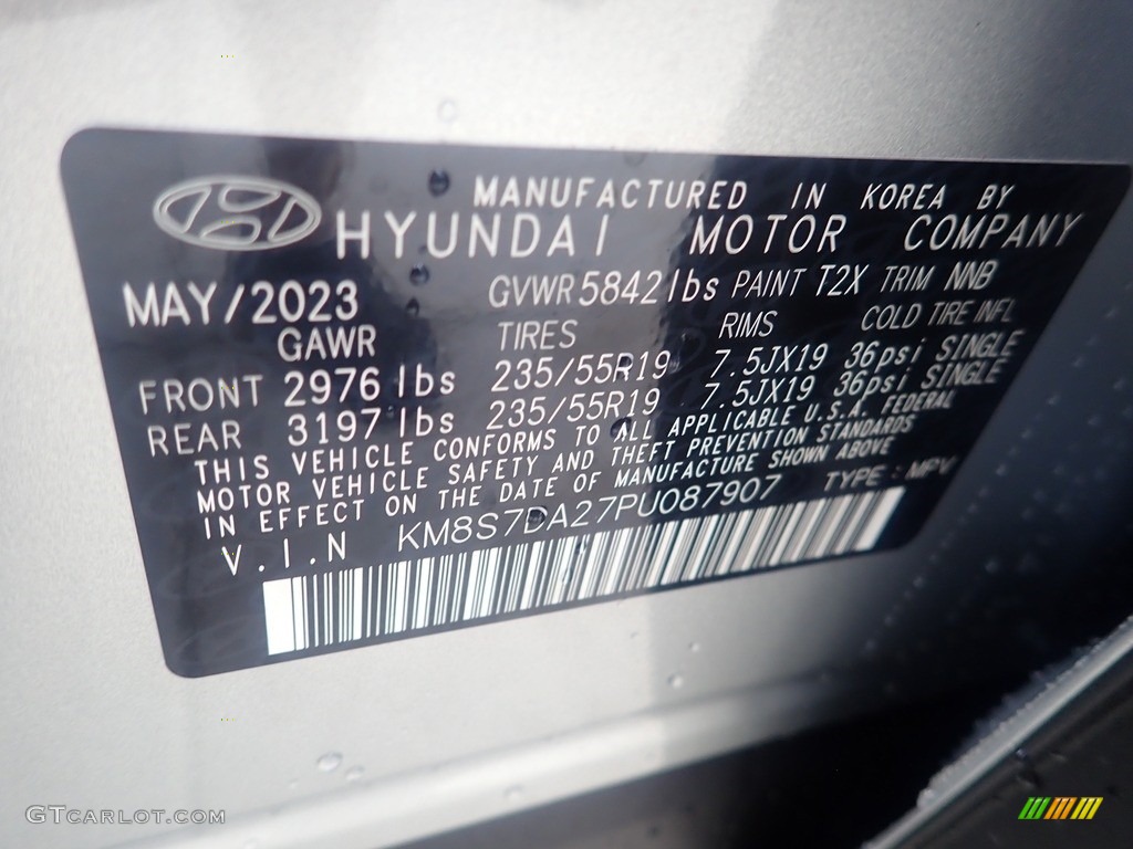 2023 Santa Fe Hybrid Color Code T2X for Shimmering Silver Photo #146307947