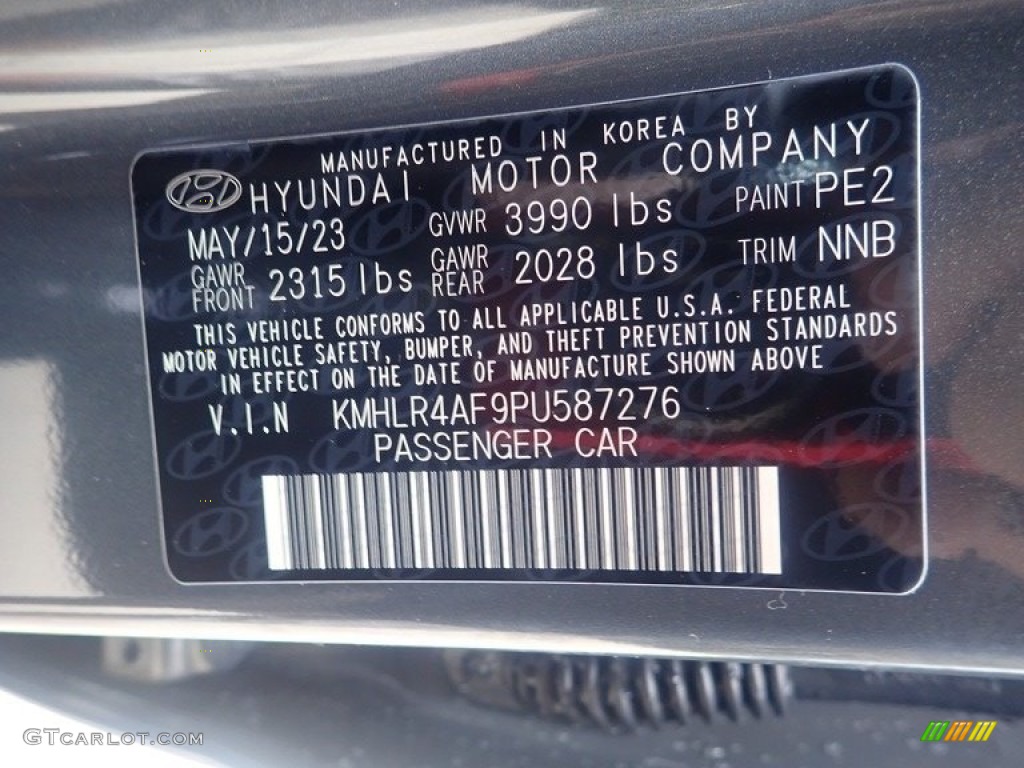 2023 Elantra Color Code PE2 for Ecotronic Gray Photo #146308658