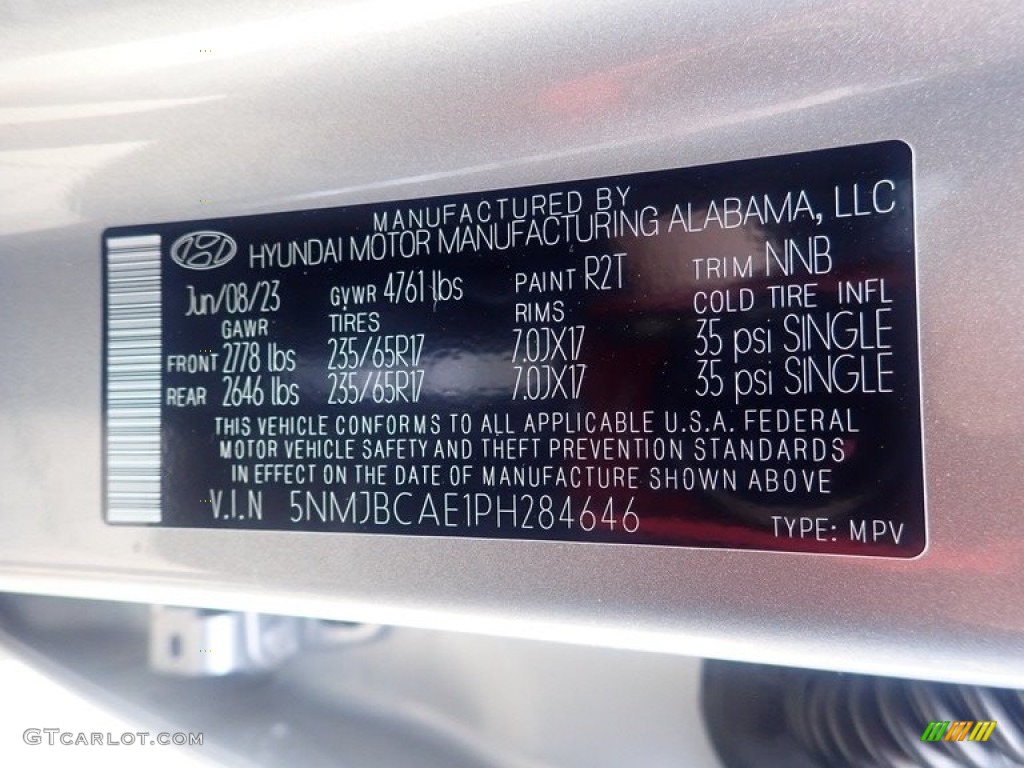 2023 Hyundai Tucson SEL AWD Color Code Photos