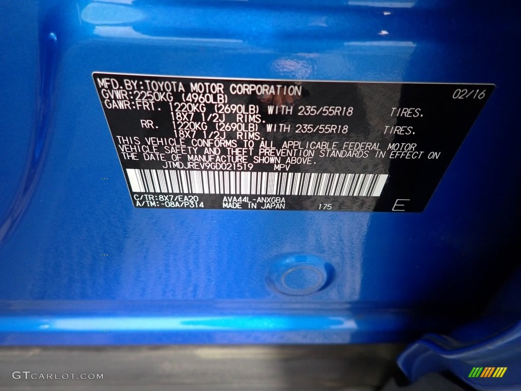 2016 RAV4 Limited Hybrid AWD - Electric Storm Blue / Black photo #36