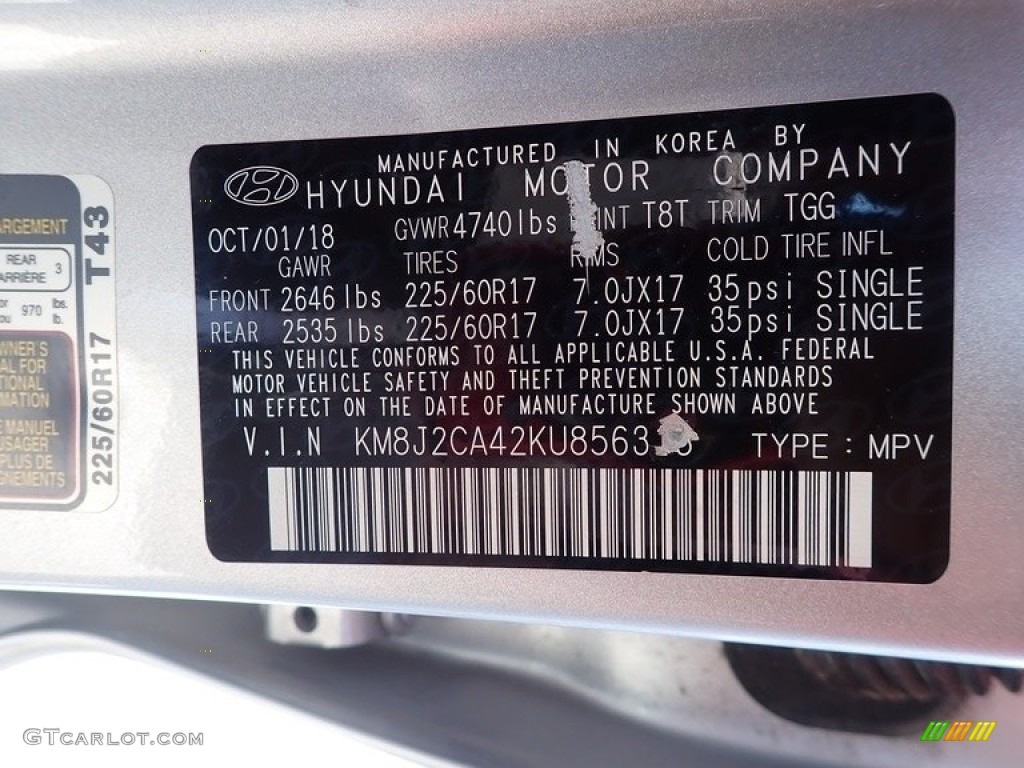 2019 Tucson SE AWD - Molten Silver / Gray photo #39