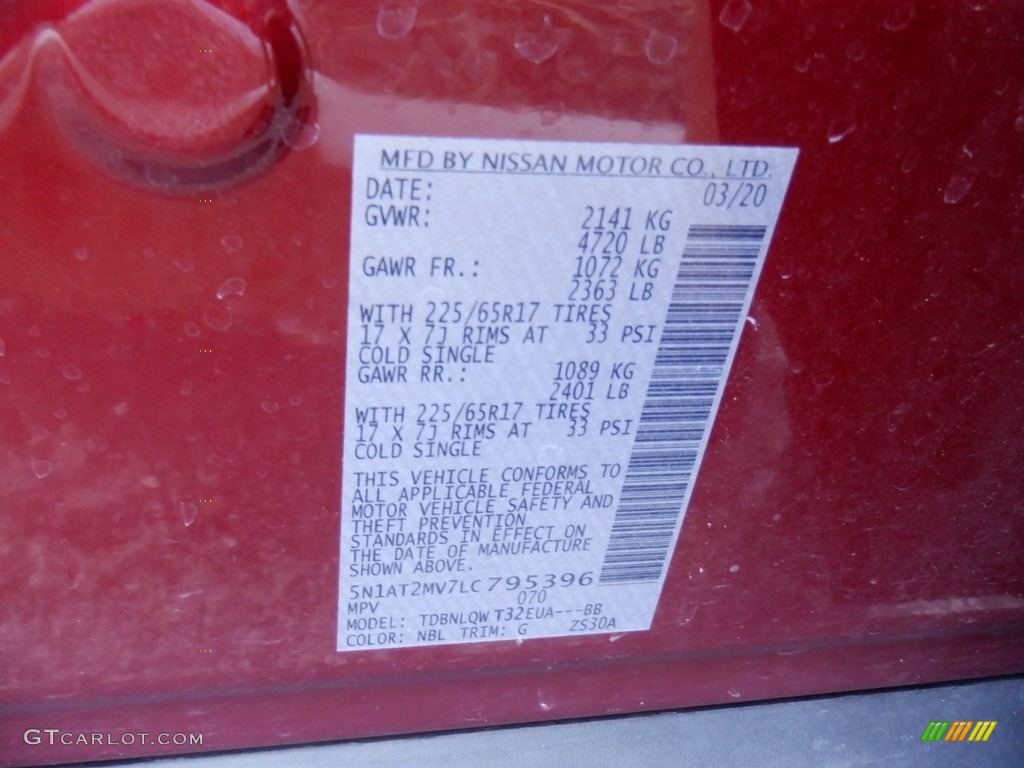 2020 Nissan Rogue SV AWD Color Code Photos