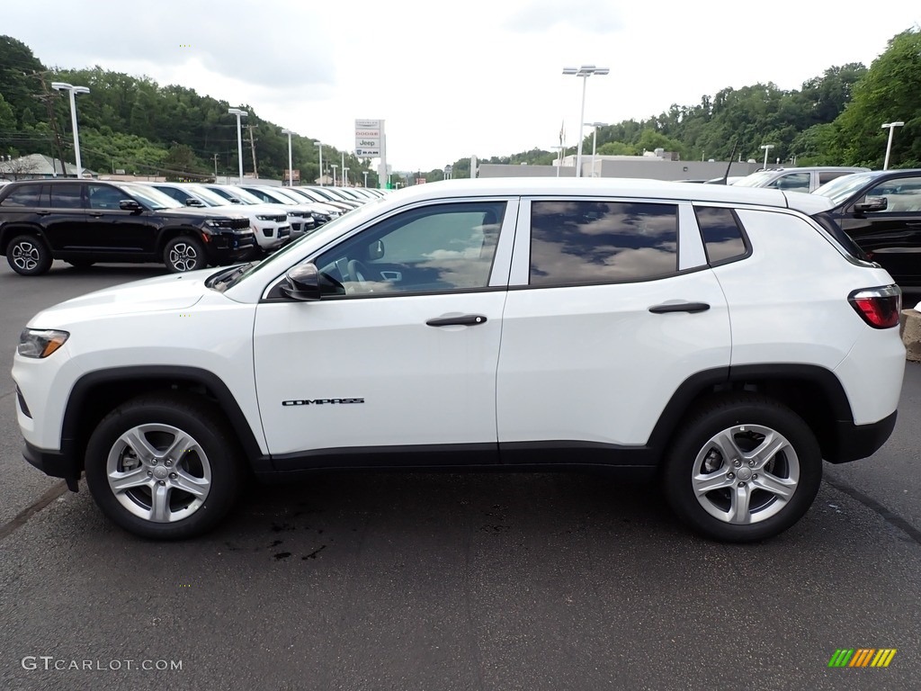 Bright White 2023 Jeep Compass Sport 4x4 Exterior Photo #146316320