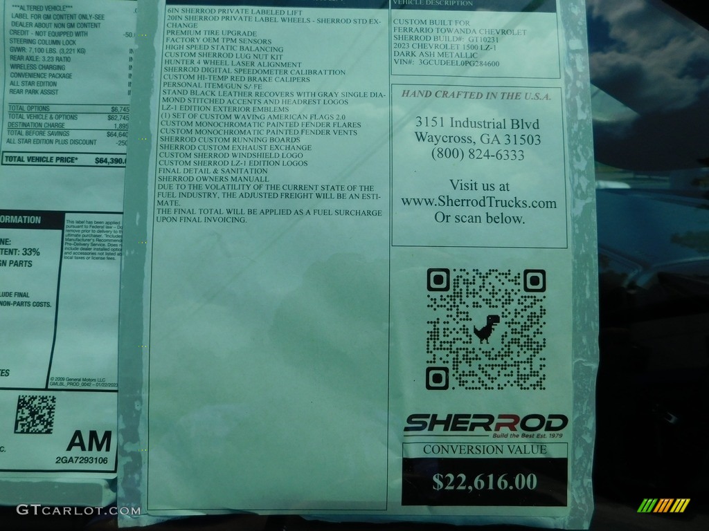 2023 Chevrolet Silverado 1500 Sherrod LZ-1 RST Crew Cab 4x4 Window Sticker Photo #146316467