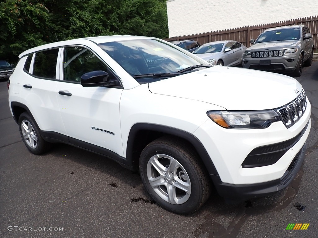 Bright White 2023 Jeep Compass Sport 4x4 Exterior Photo #146316488
