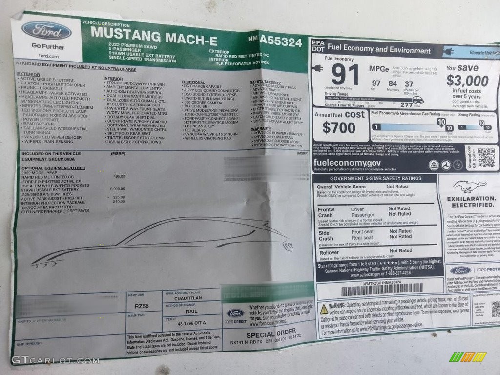 2022 Ford Mustang Mach-E Premium eAWD Window Sticker Photos