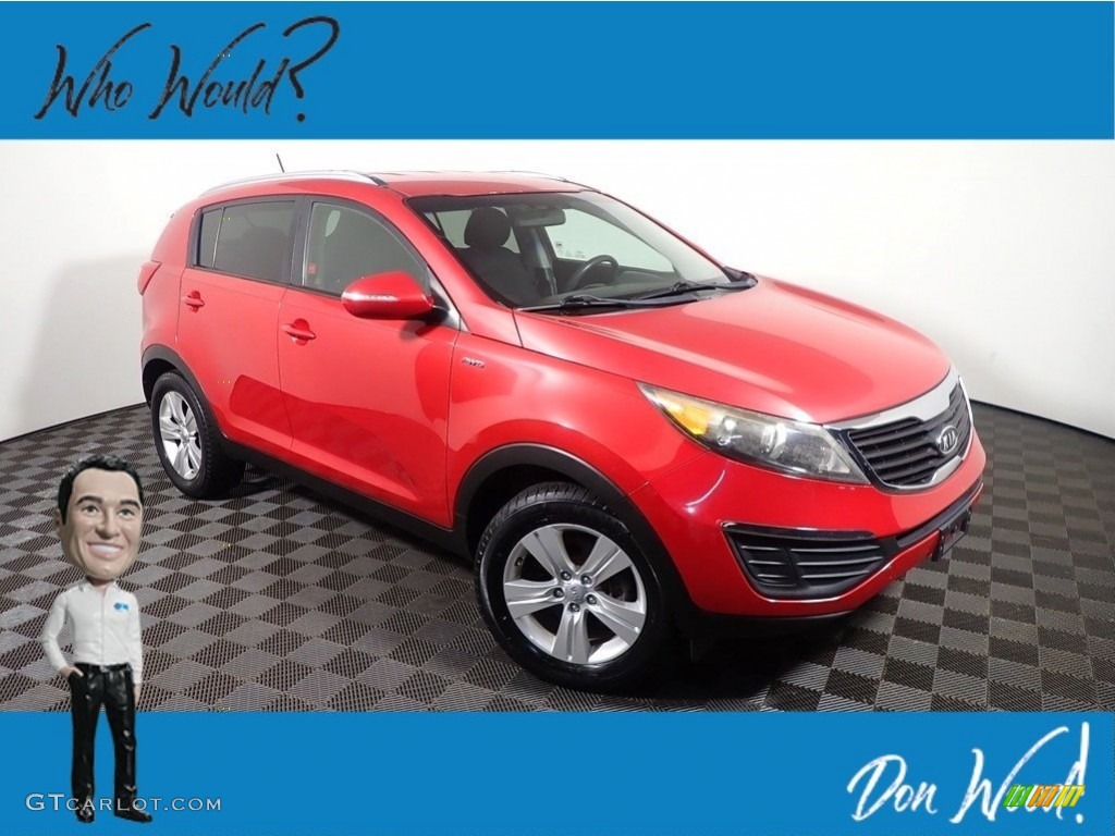 2012 Sportage LX AWD - Signal Red / Black photo #2