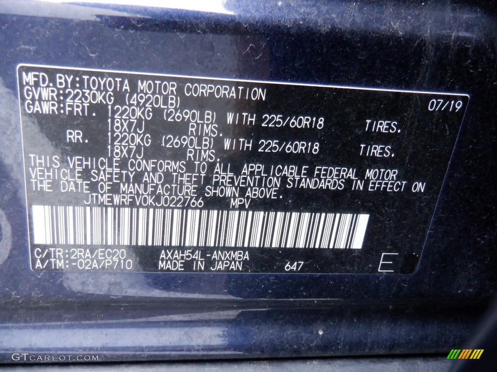 2019 RAV4 XSE AWD Hybrid - Blueprint / Black photo #36