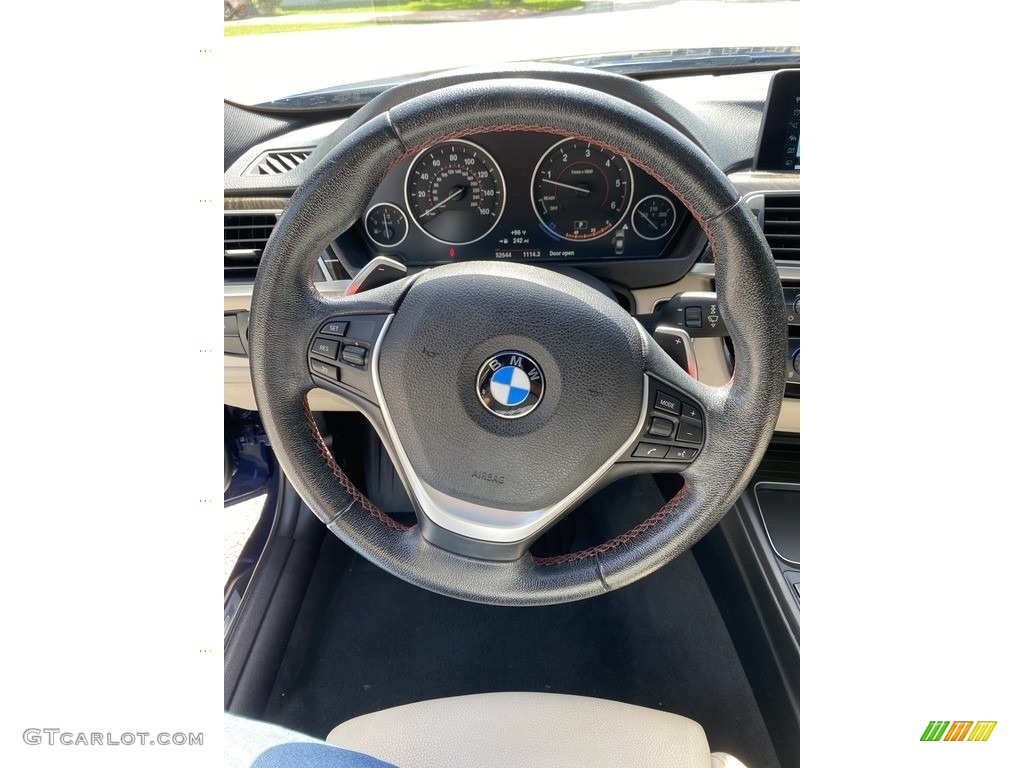 2017 BMW 3 Series 328d Sedan Oyster Steering Wheel Photo #146320549