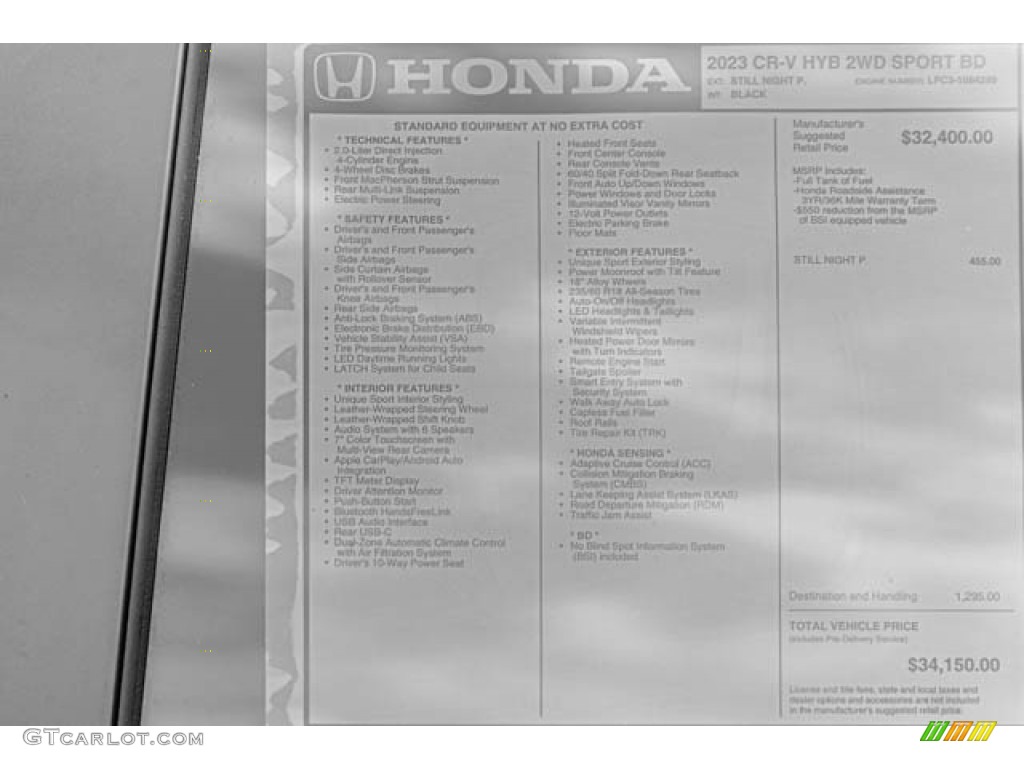 2023 Honda CR-V Sport Hybrid Window Sticker Photos