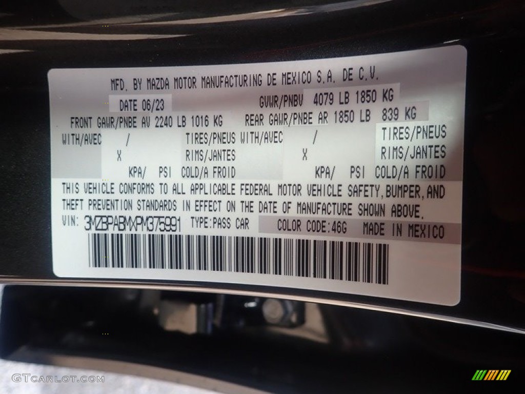 2023 Mazda3 Color Code 46G for Machine Gray Metallic Photo #146324573