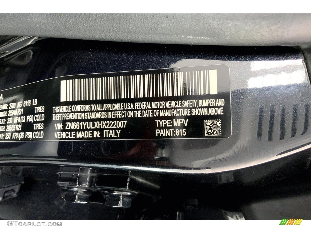 2017 Maserati Levante S AWD Color Code Photos