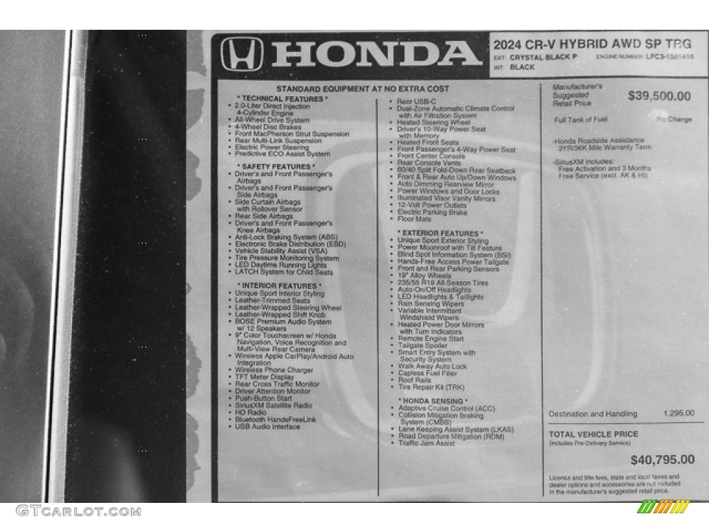 2024 Honda CR-V Sport Touring AWD Hybrid Window Sticker Photo #146331273