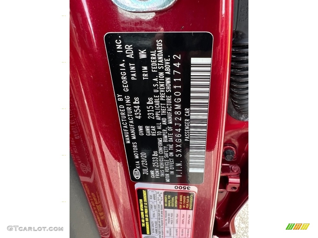 2021 K5 Color Code ADR for Passion Red Photo #146331603