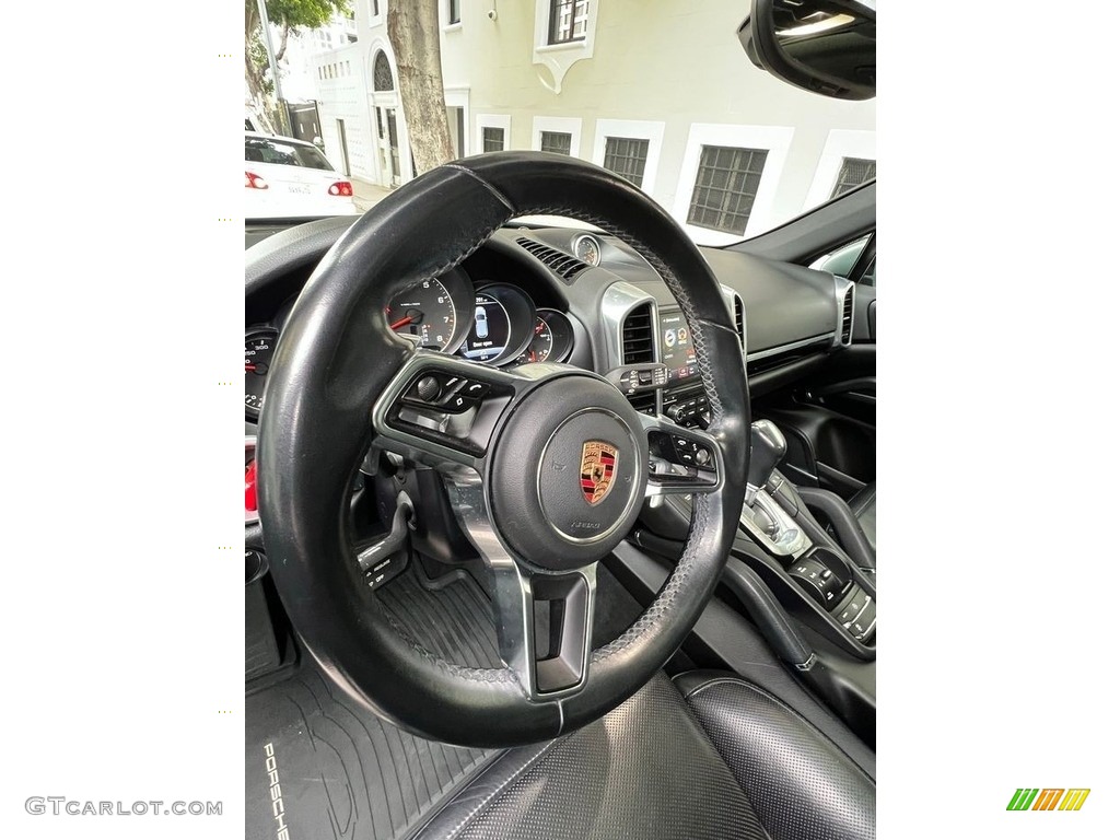 2017 Porsche Cayenne Platinum Edition Black Steering Wheel Photo #146331779