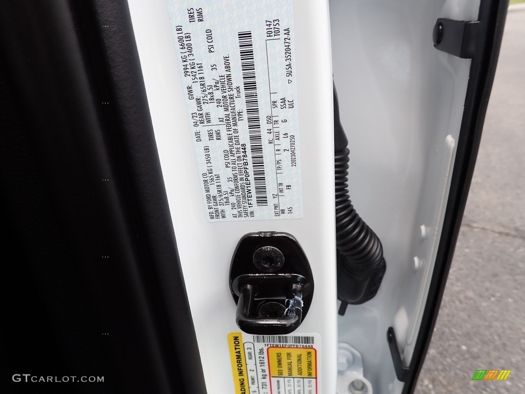 2023 F150 Color Code YZ for Oxford White Photo #146331876