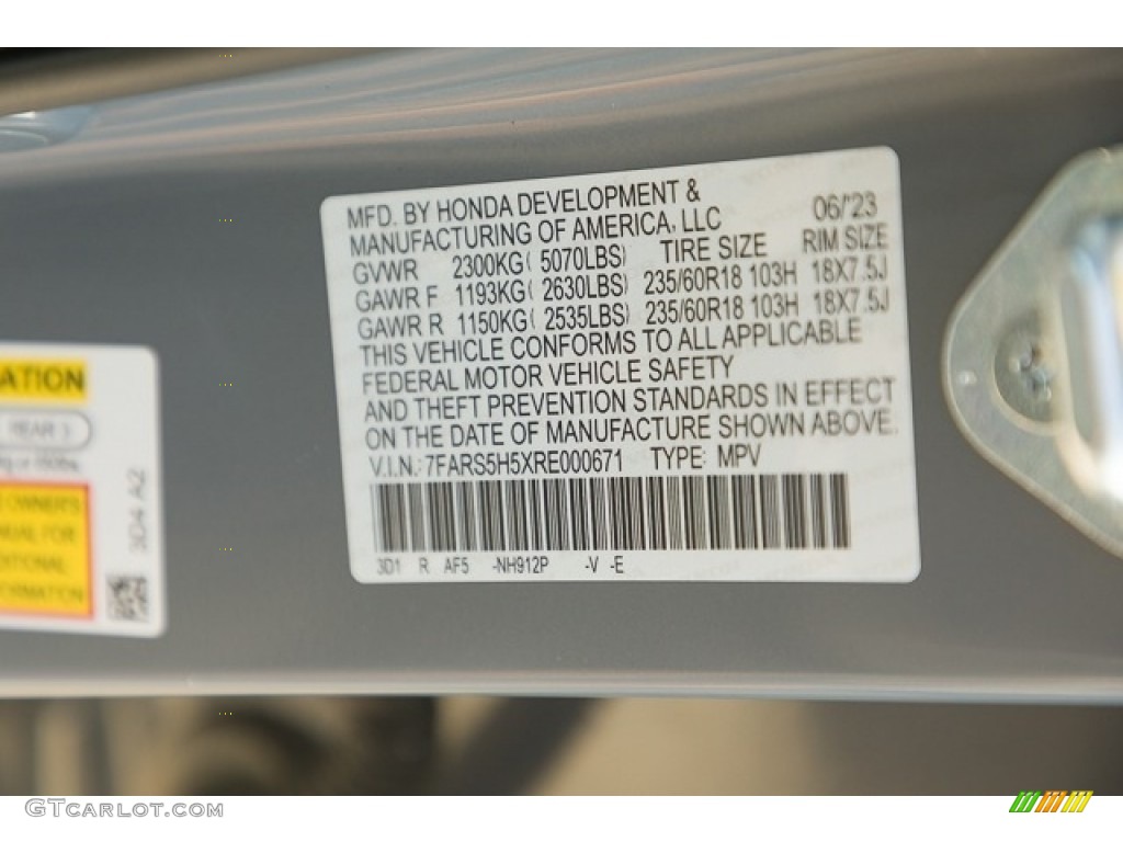 2024 CR-V Color Code NH912P for Urban Gray Pearl Photo #146332148