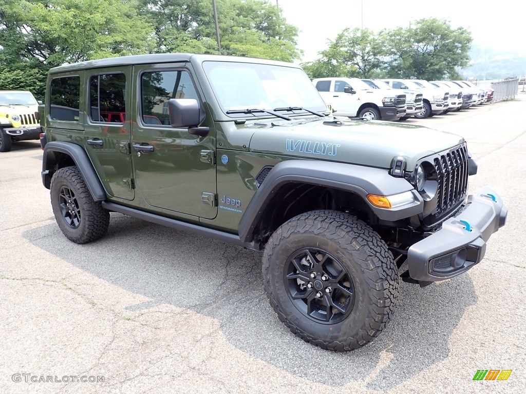 Sarge Green 2024 Jeep Wrangler 4-Door Willys 4xe Hybrid Exterior Photo #146337228
