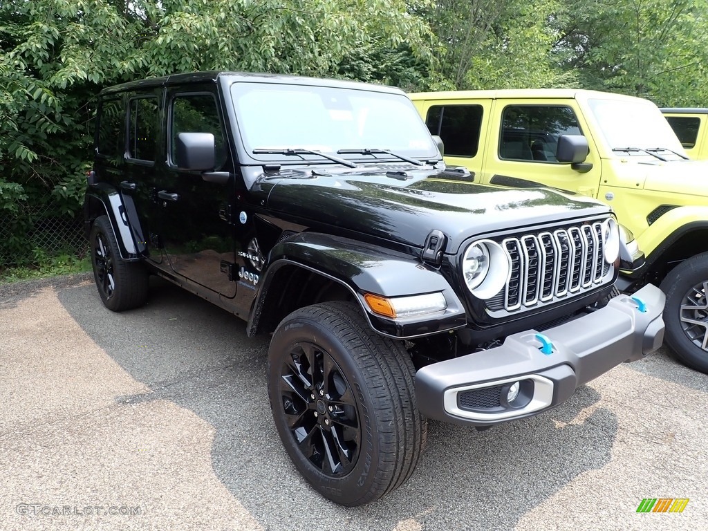 Black 2024 Jeep Wrangler 4-Door Sahara 4xe Hybrid Exterior Photo #146337612