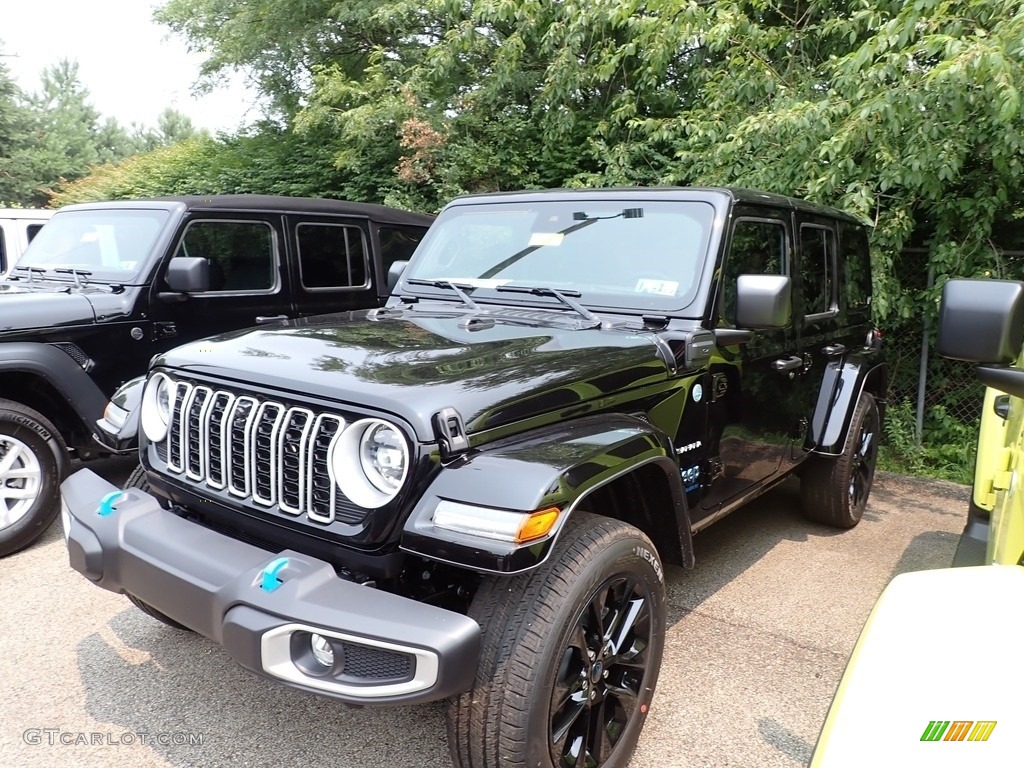 Black 2024 Jeep Wrangler 4-Door Sahara 4xe Hybrid Exterior Photo #146337639