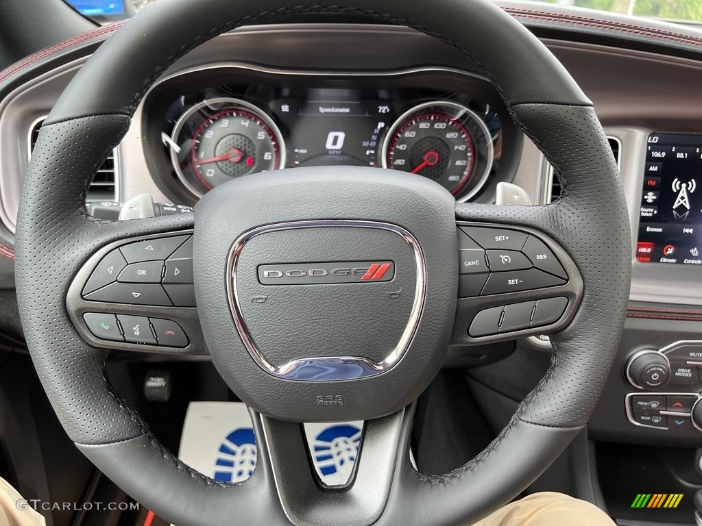 2023 Dodge Charger Scat Pack Plus Ruby Red/Black Steering Wheel Photo #146337819